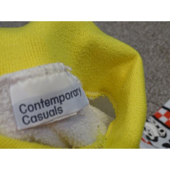 Vintage 80s Sweatshirt Panda Club Puff Paint Print Size S Double Collar Kidcore - Picture 10 of 12